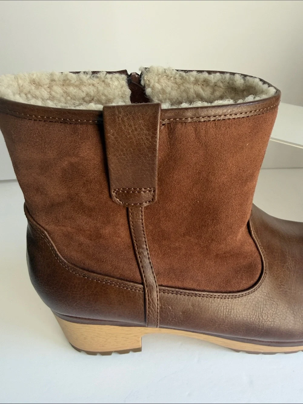 Brown Leather & Suede Insulated Ankle Boots for Women 10